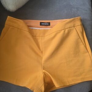 Express Women's Bright Yellow High-Waist Shorts